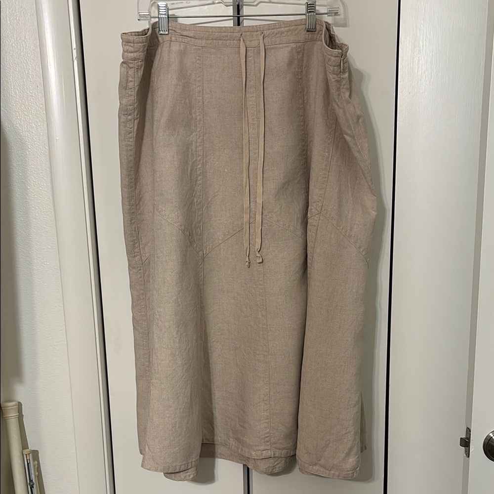 Liz Claiborne 100% Linen Khaki Midi Pencil Skirt
